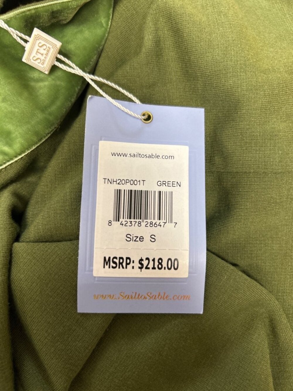 STS SAIL TO SABLE Velvet Border Tunic Top Green Size Small NWT - Picture 6 of 6